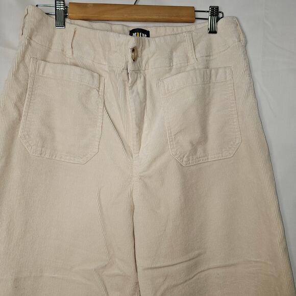 Anthropologie by Maeve The Colette Corduroy Crop Wide-Leg Pants Ivory size 32 - Picture 7 of 11